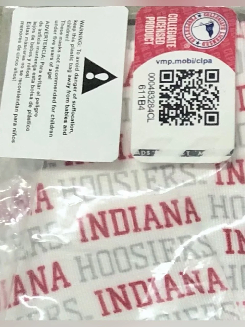 🔥$5🔥 NEW IU UNIVERSITY OF INDIANA Hoosiers Mask White Red Unisex Youth One Size